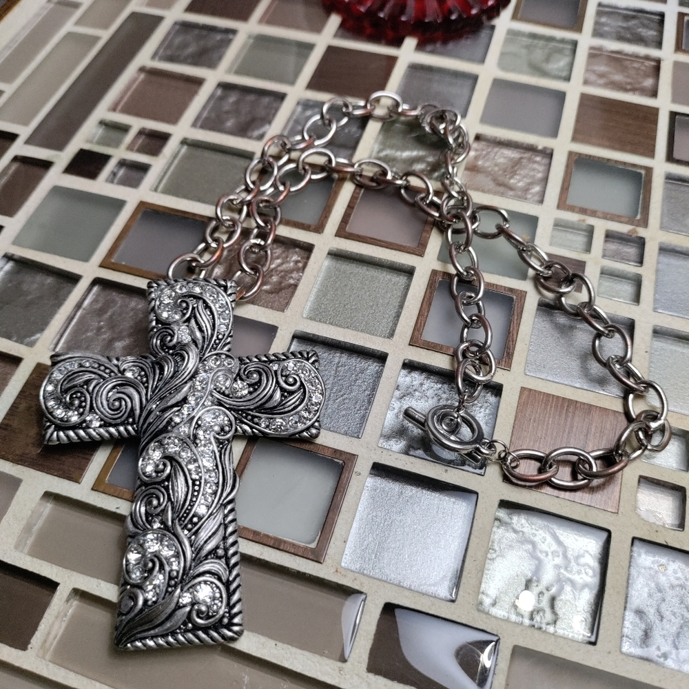 Diamond Cross Toggle necklace